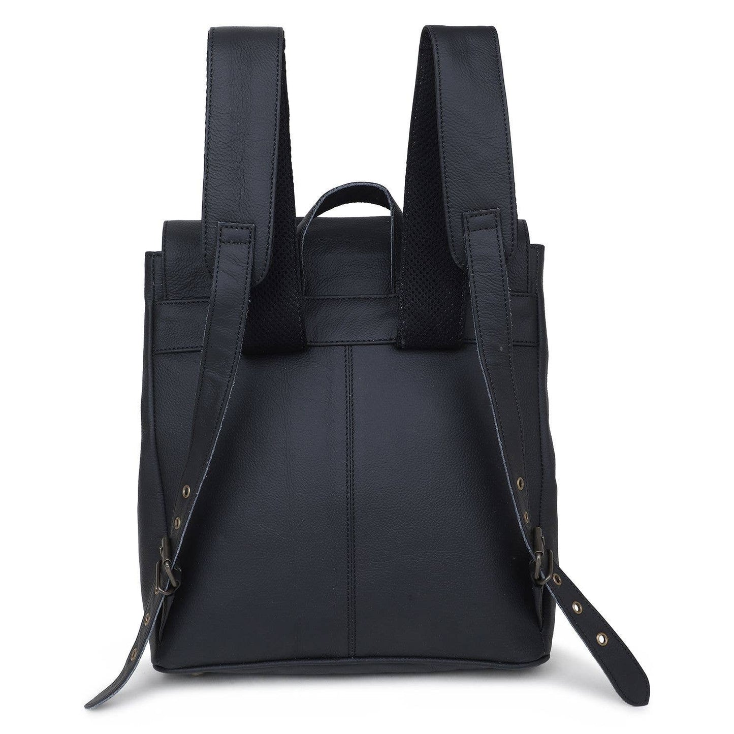 Leather and Cowhide Women's Backpack - Black White