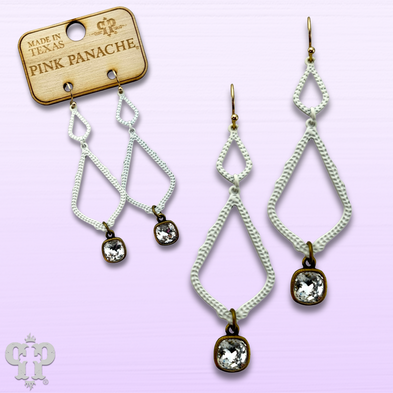 White double diamond teardrop, Austrian crystal earring, last call