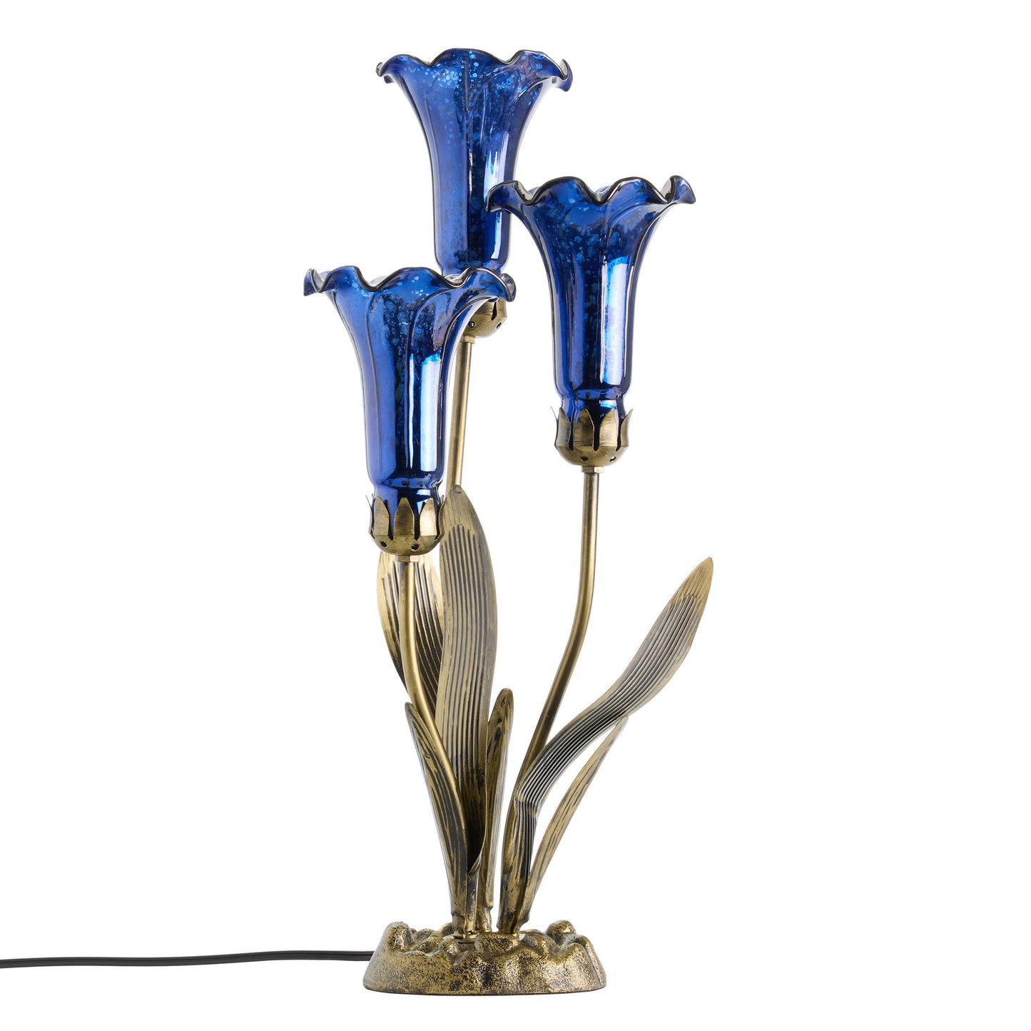 21"H Blue Mercury Glass 3 Lily Uplight Table Lamp