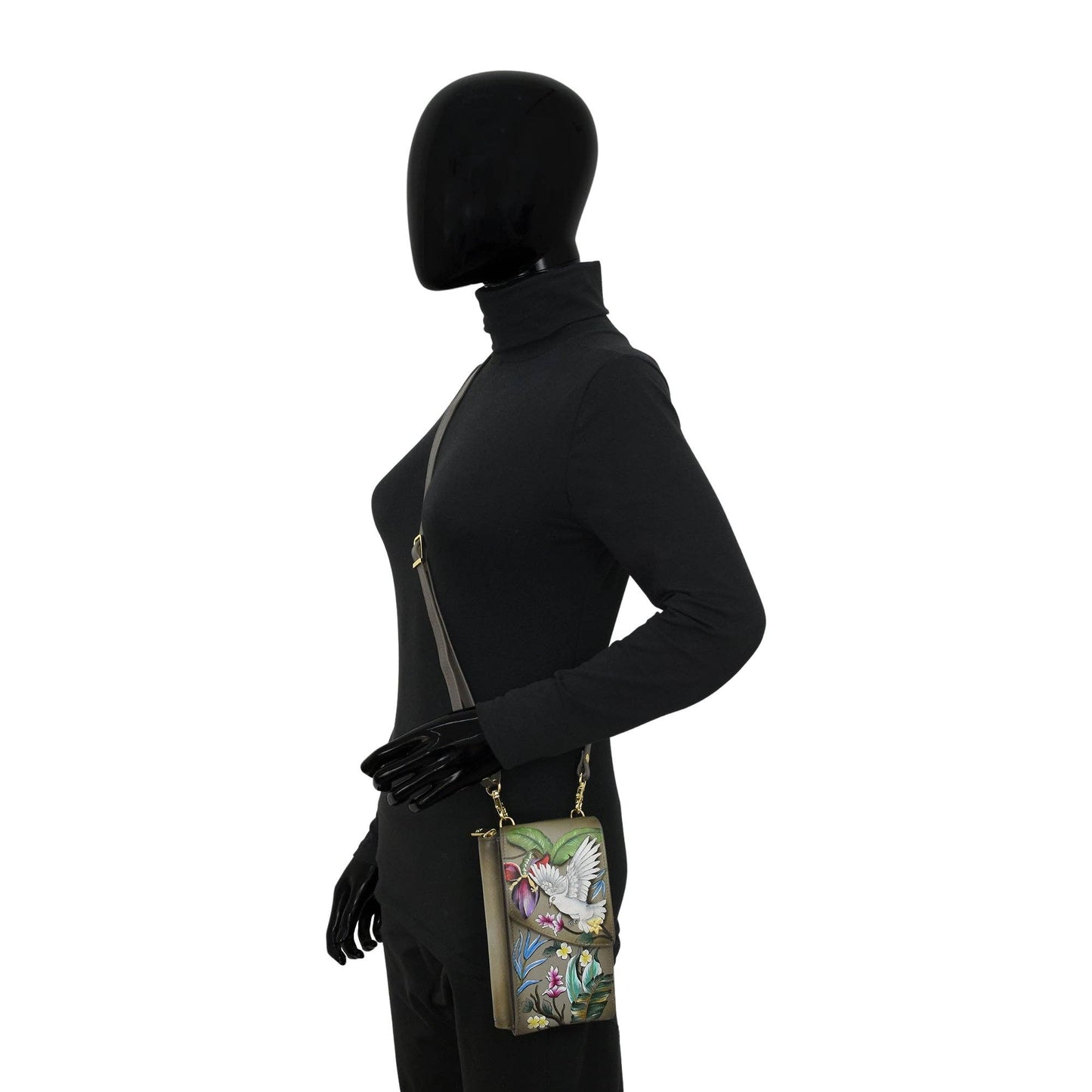 Anuschka Crossbody Phone Case - 1173 with dove design