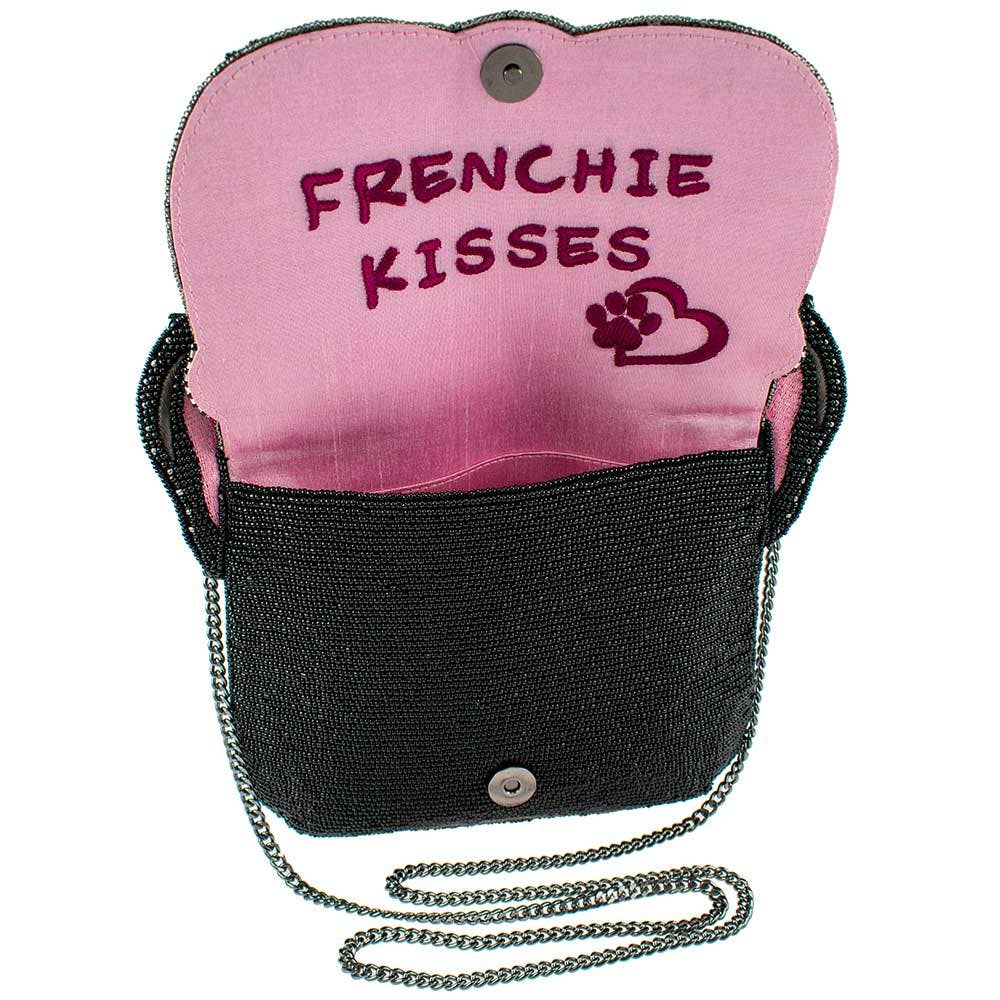 Mary Frances Throw Me a Bone Beaded Dog with Glasses Crossbody Handbag