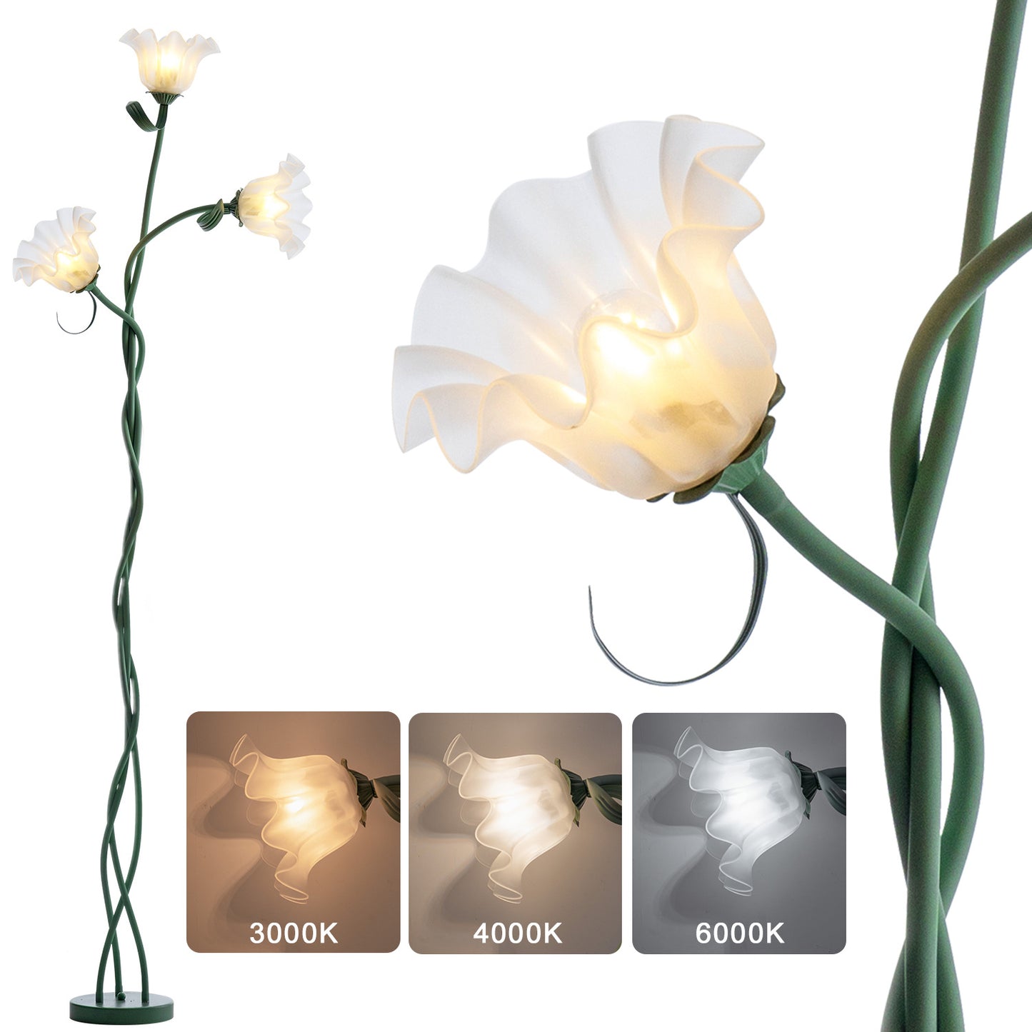 Cream Style Floor Lamp Living Room French Pastoral Bedroom Atmosphere Flower Lamp