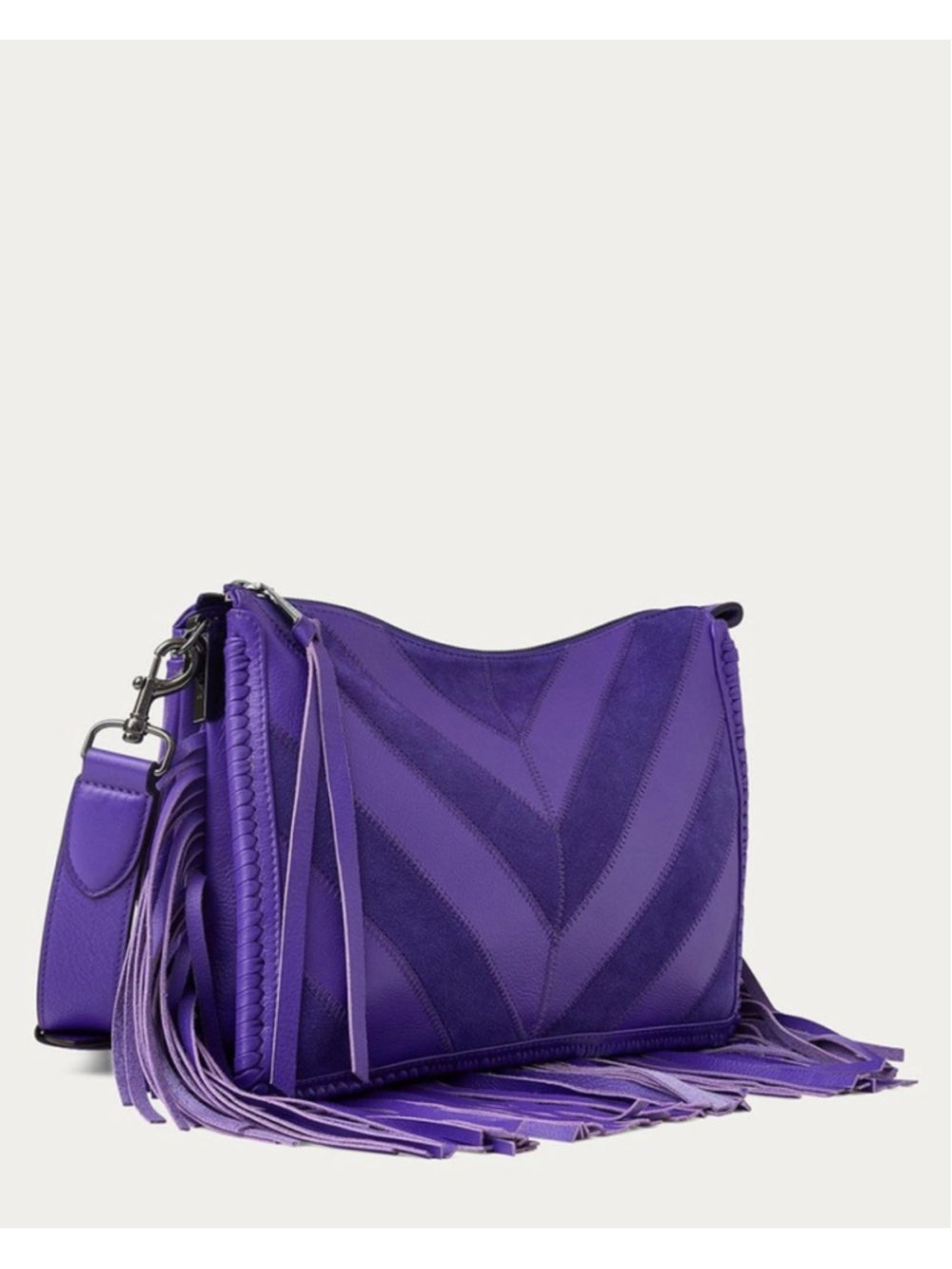 Aimee Kestenberg Royal Purple Chevron Famous Fringe Large Crossbody