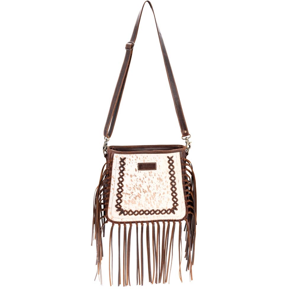 Full Grain Leather & Acid Wash Cowhide Shoulder Bag -Women's