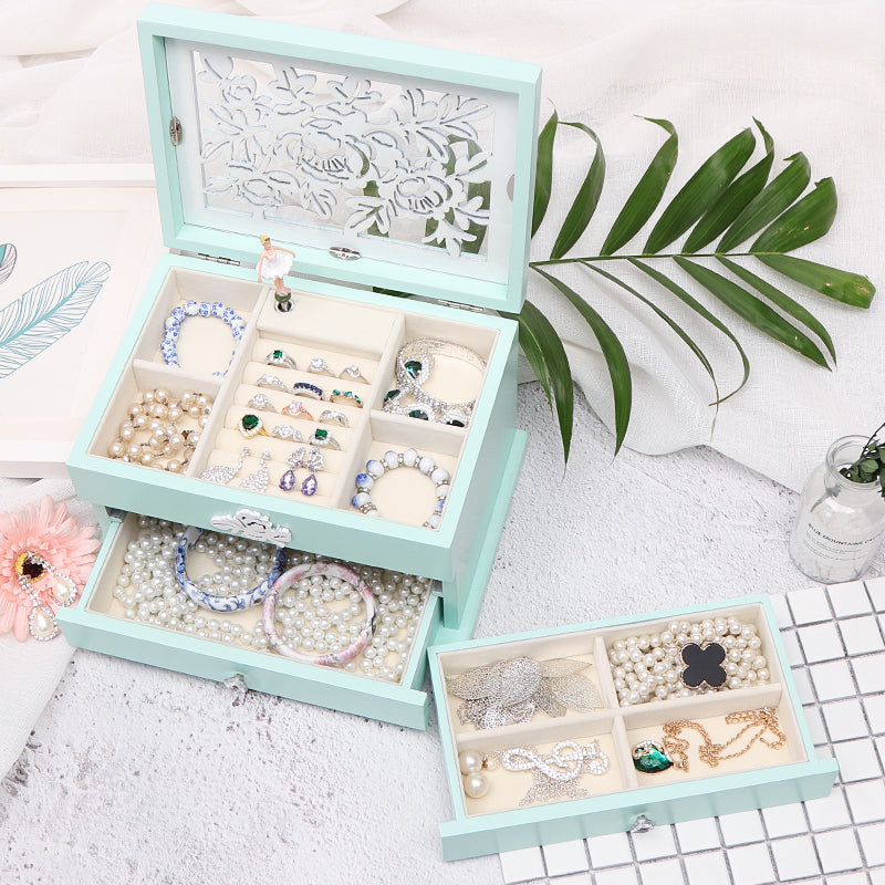 Vintage inspired Wooden Music Jewelry Box with ballerina
