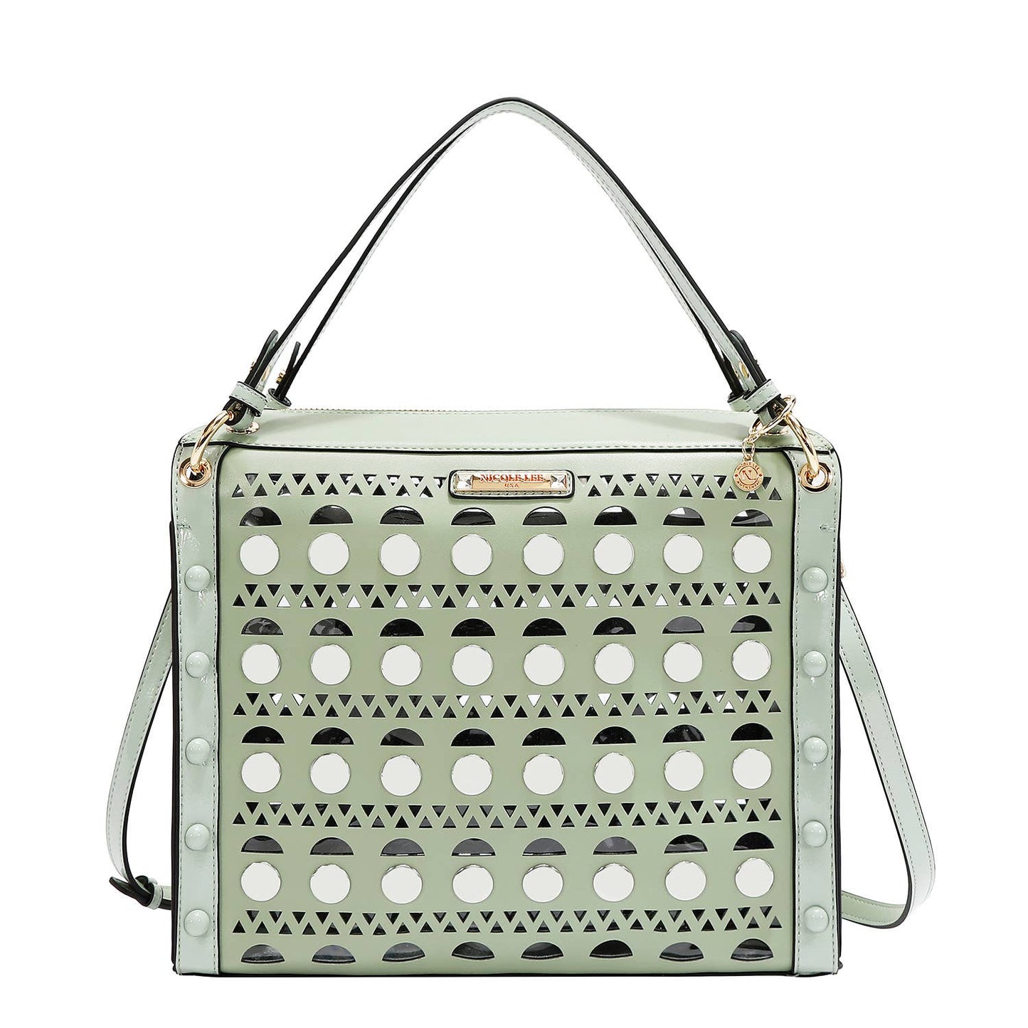SILVER POP STUD SATCHEL BAG