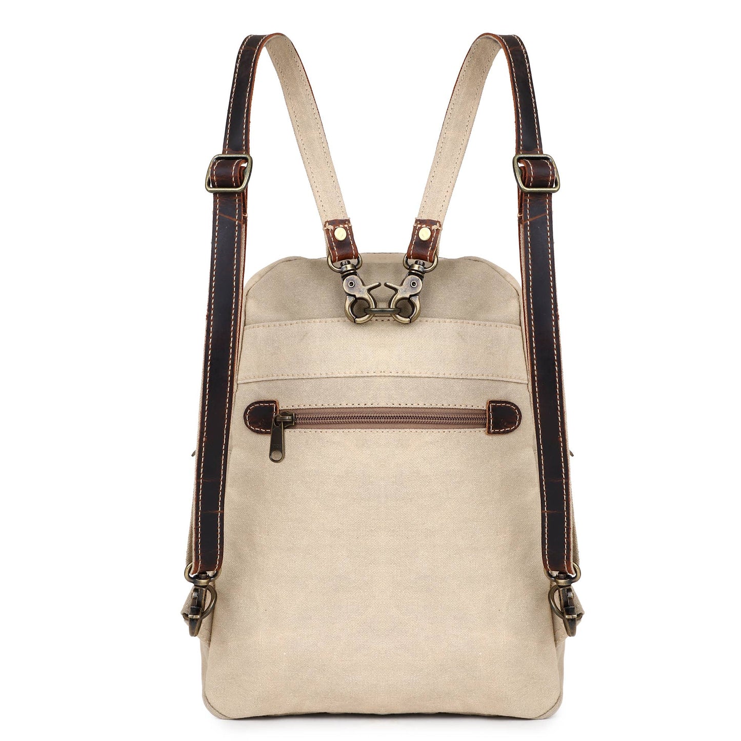 Canvas & Leather Women's Backpack - Turquoise/Sand Dune/Moonstone