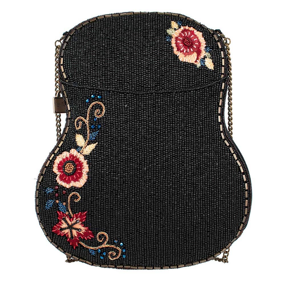 Mary Frances Classical Vibe Beaded Guitar Crossbody Handbag