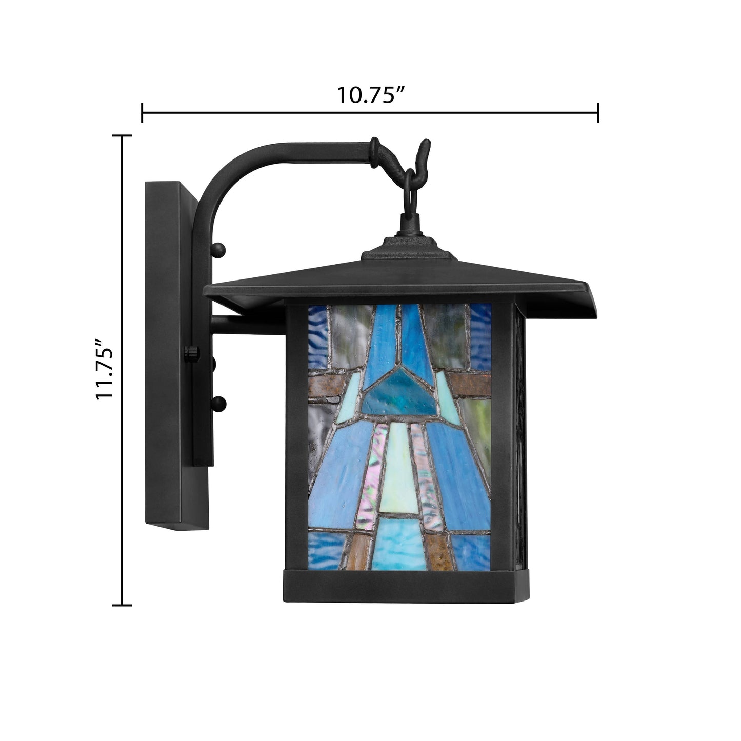 11.75"H Aqua and Amber 1-Light stained glass Outdoor Lantern Wall Sconce