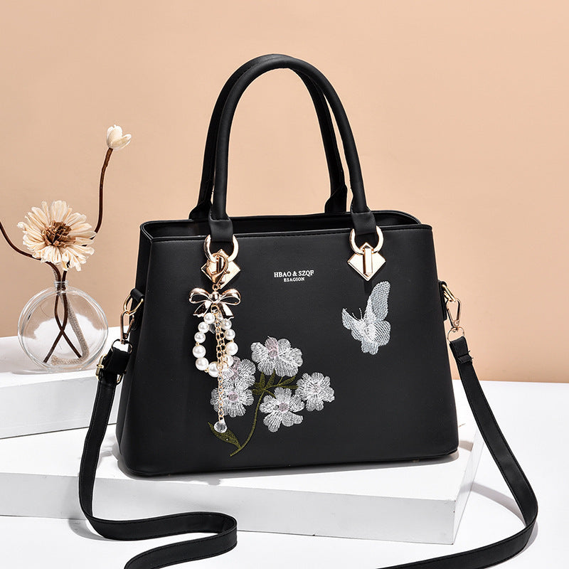 "The Flower Butterfly"  Embroidered Satchel handbag