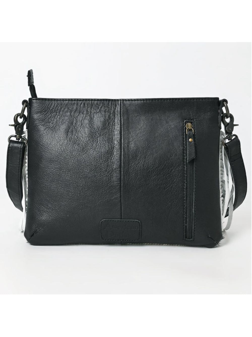 American Darling Western Oreo Black and White) Cowhide Fringe Crossbody Bag