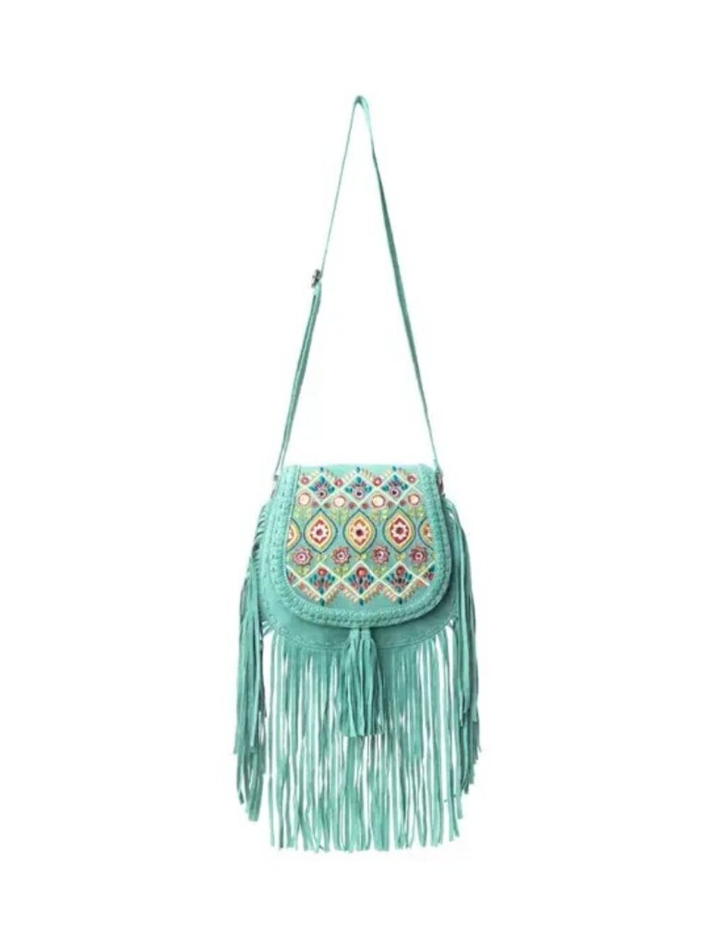 Myra Mojave Meadow Jade Turquoise Tulles BohoLeather Bag in Turquoise