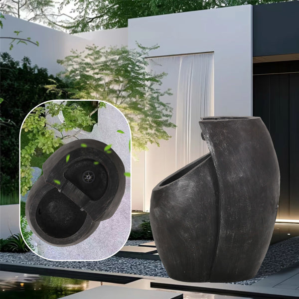 Backyard Water Fountain - 21.5 Tall Floor Standing Fountain, Indoor And Outdoor Modern Two-Tier Waterfall For Garden, Patio, Or Yard Decor