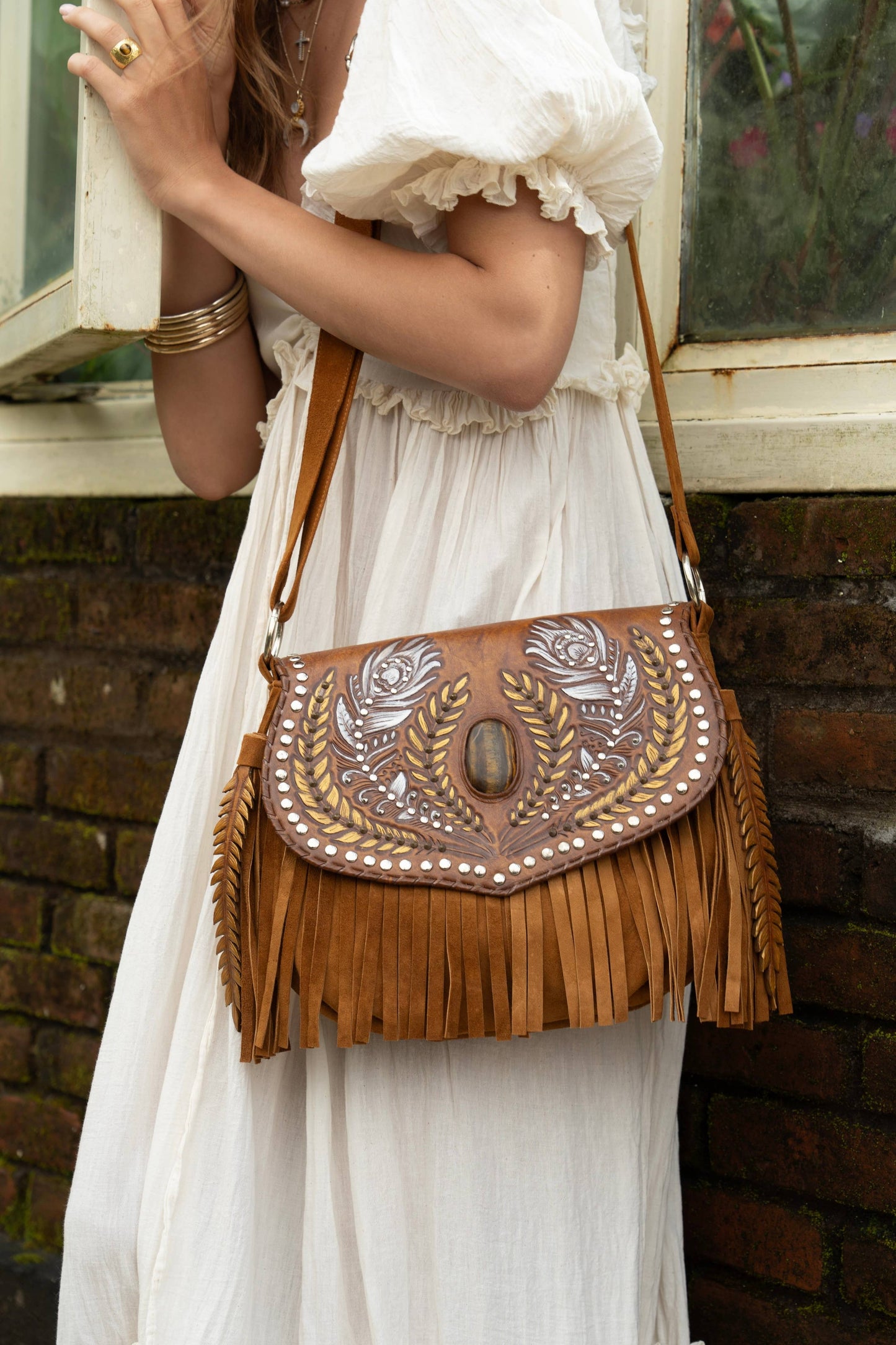Lost Bird Feather Bag Antique Medium/Dark Tan