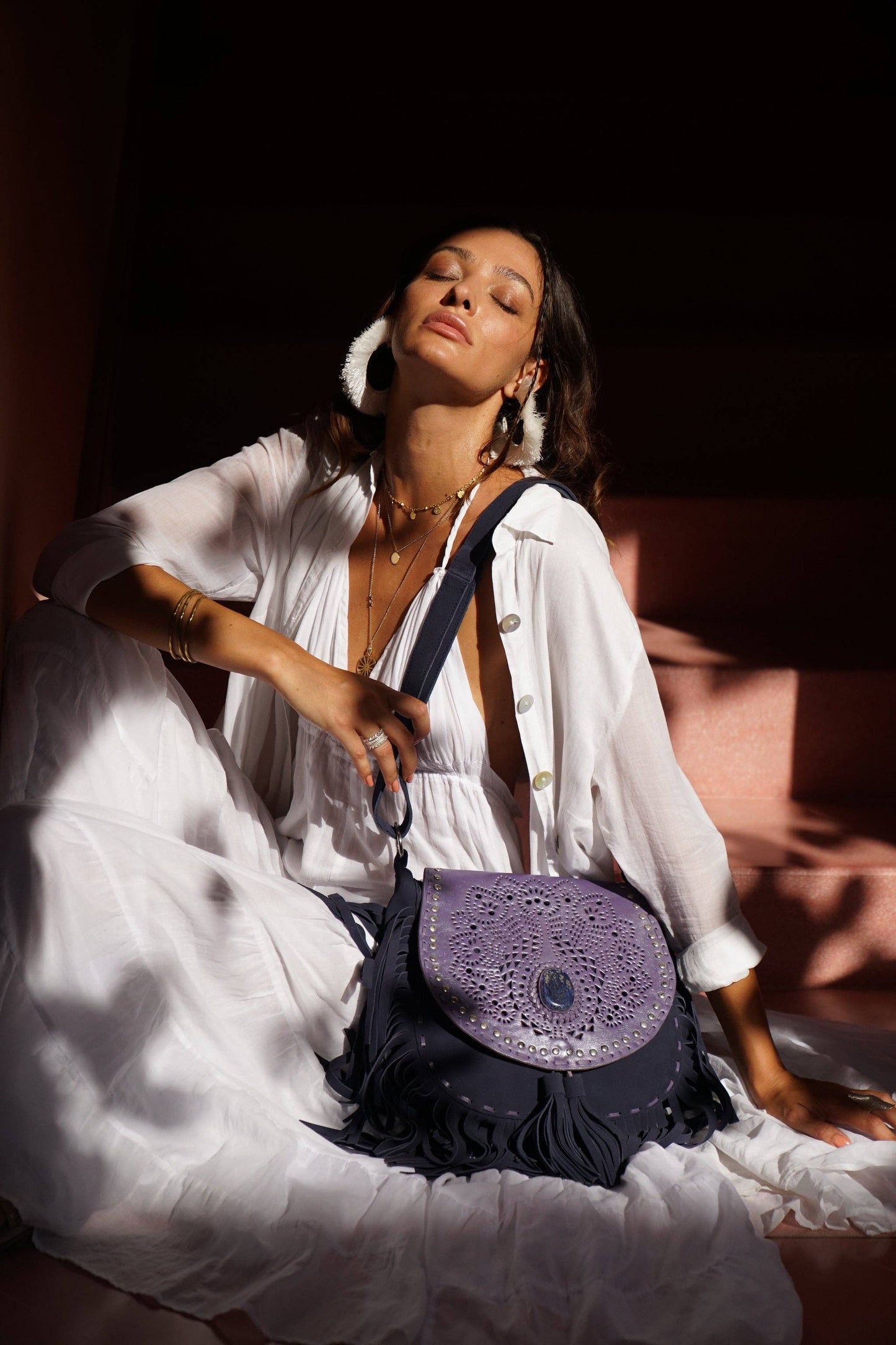 Deus Cut-Out Bag Metallic Violet/Navy