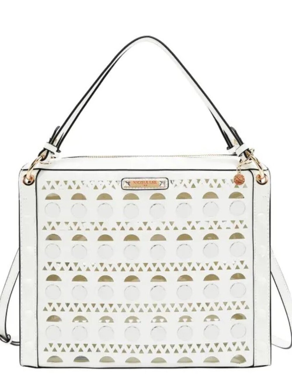White Silver Pop Stud Satchel Bag