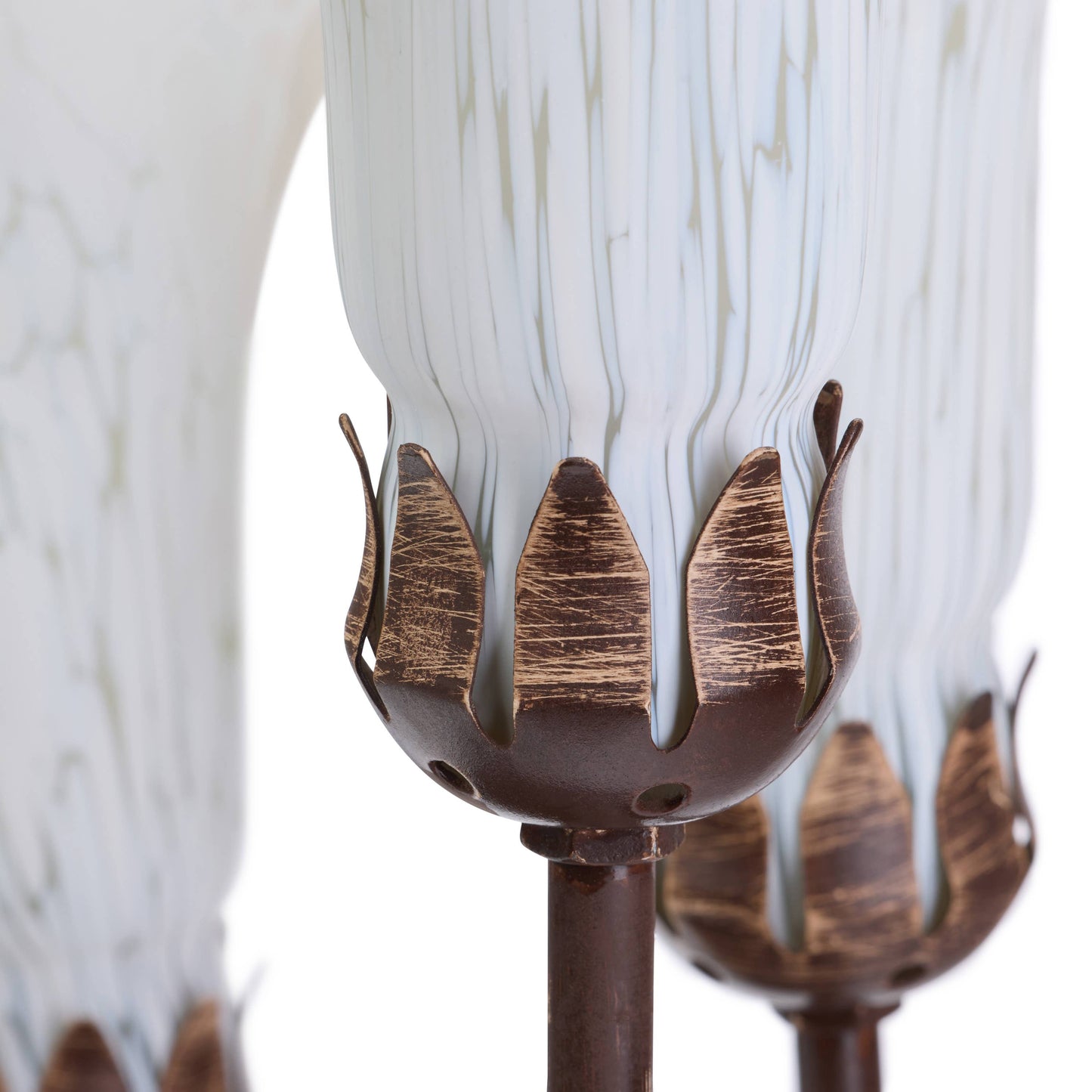 19.5"H Calla Lily Bronze Base with White Shades Table Lamp