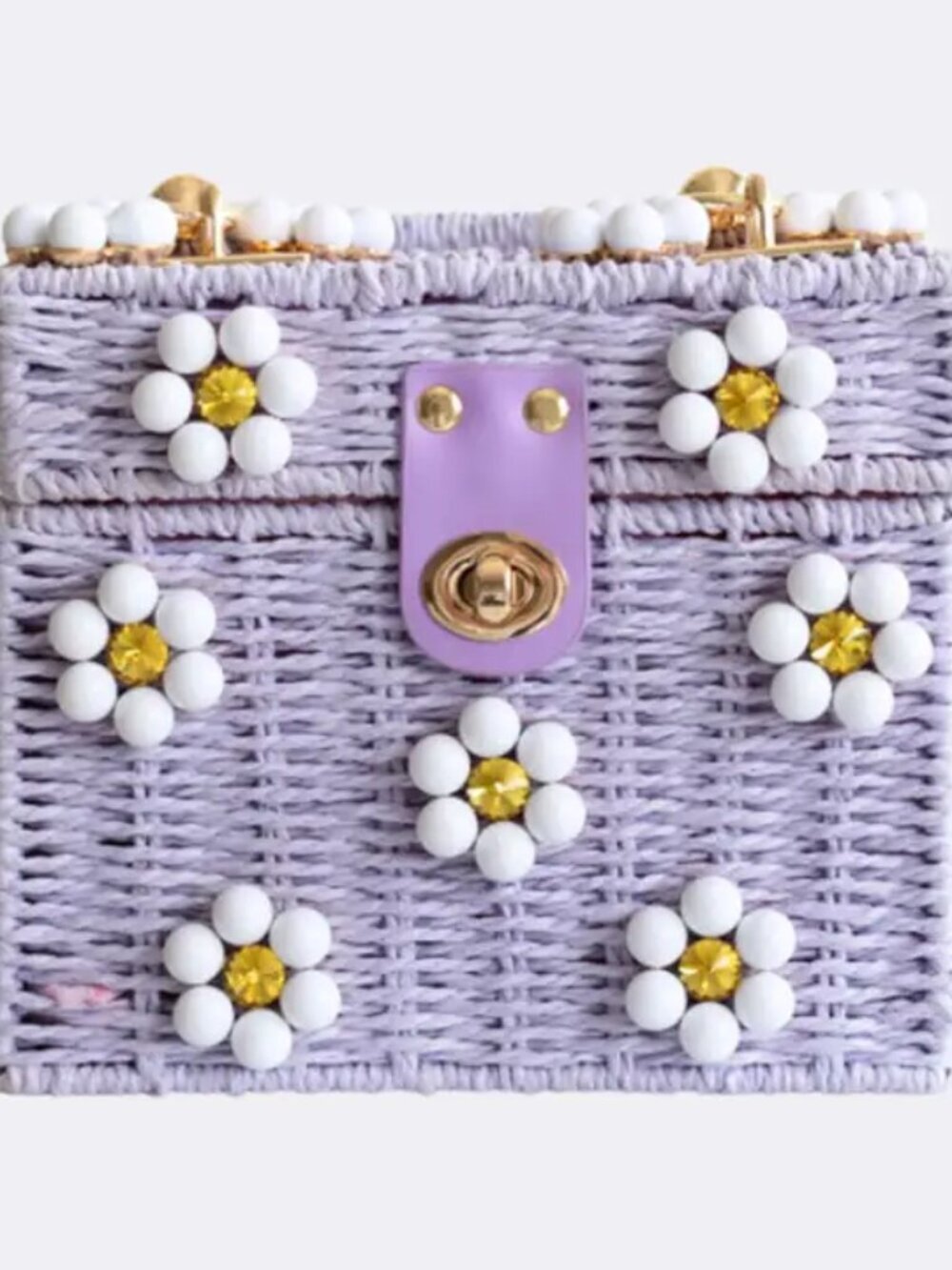 Hazy Lavender Wicker Bucket Daisy Flower Purse