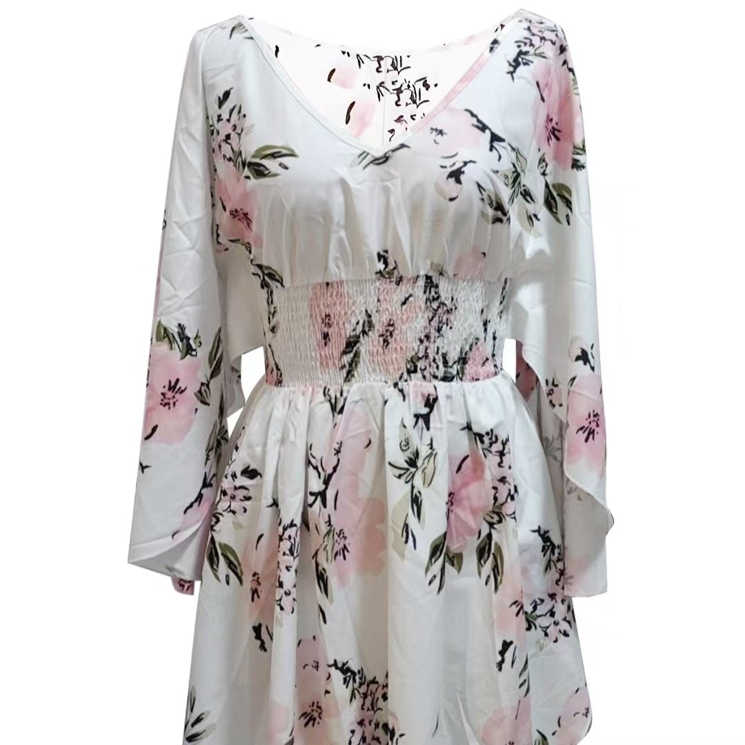 Ladies' Floral Print Waist mini dress