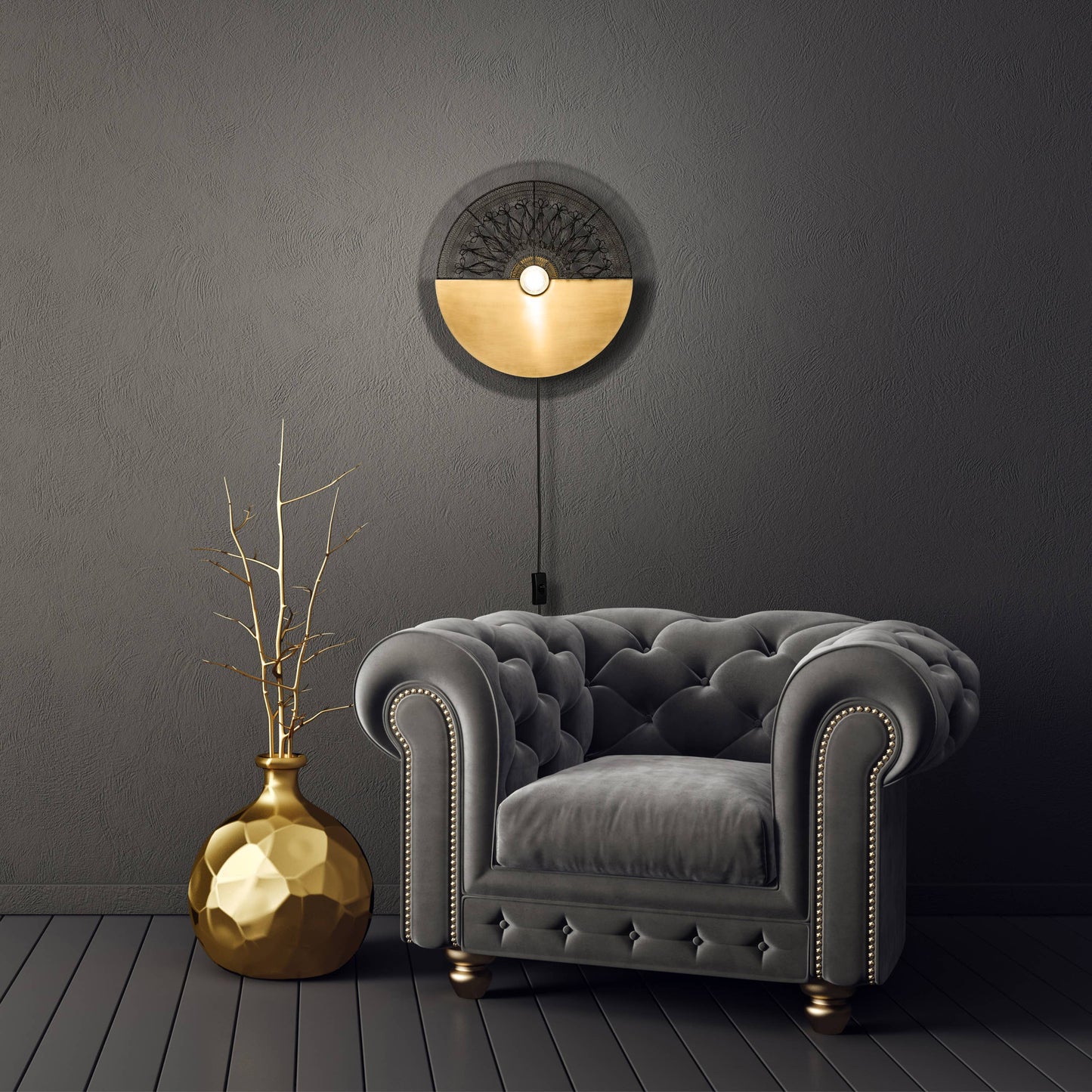 17.5"H Quintin Modern Indoor Plug In Wall Sconce