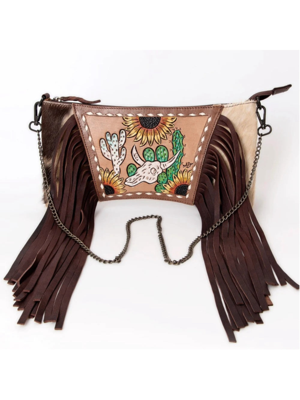 American Darling Longhorn Sunflowers in the Desert Spirit Fringe Crossbody