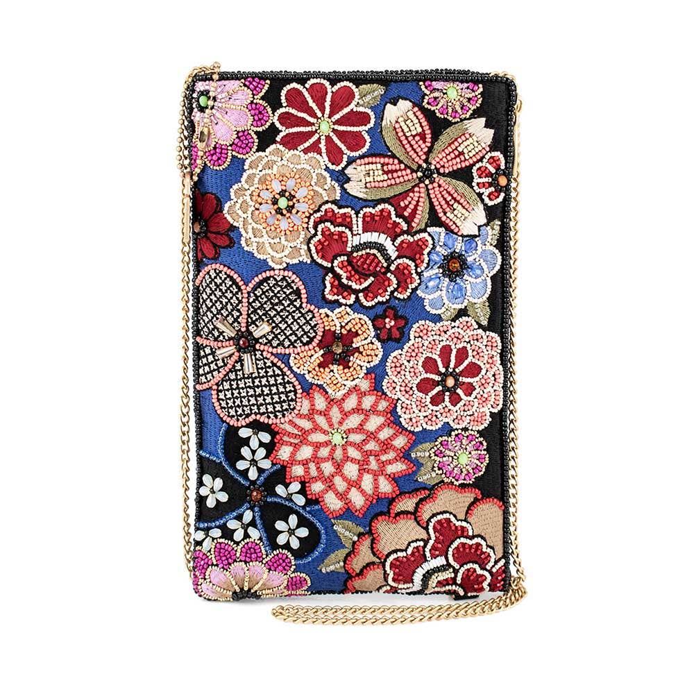 Mary Frances Ambrosia Floral Beaded Flowers Crossbody Phone Bag