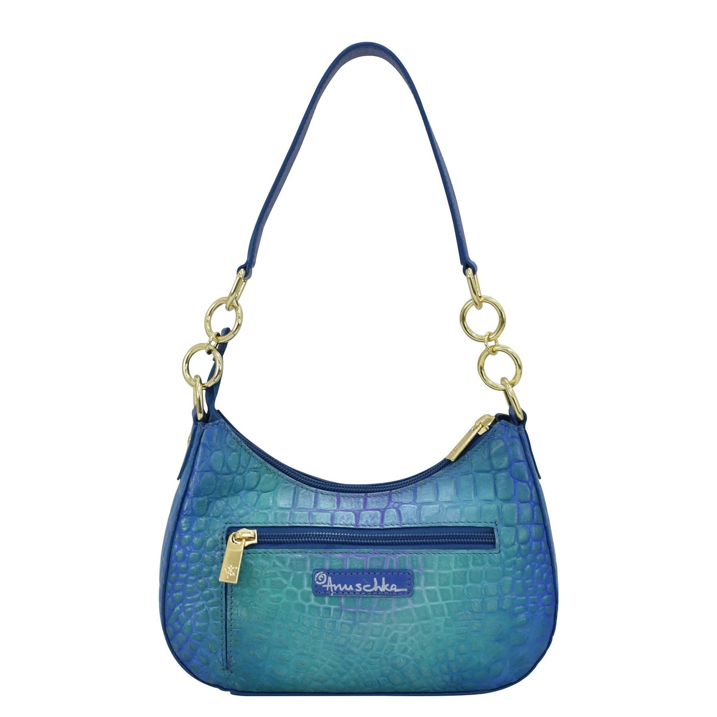 Anuschka Croc Embossed Leather Small Convertible Hobo - 701-teal