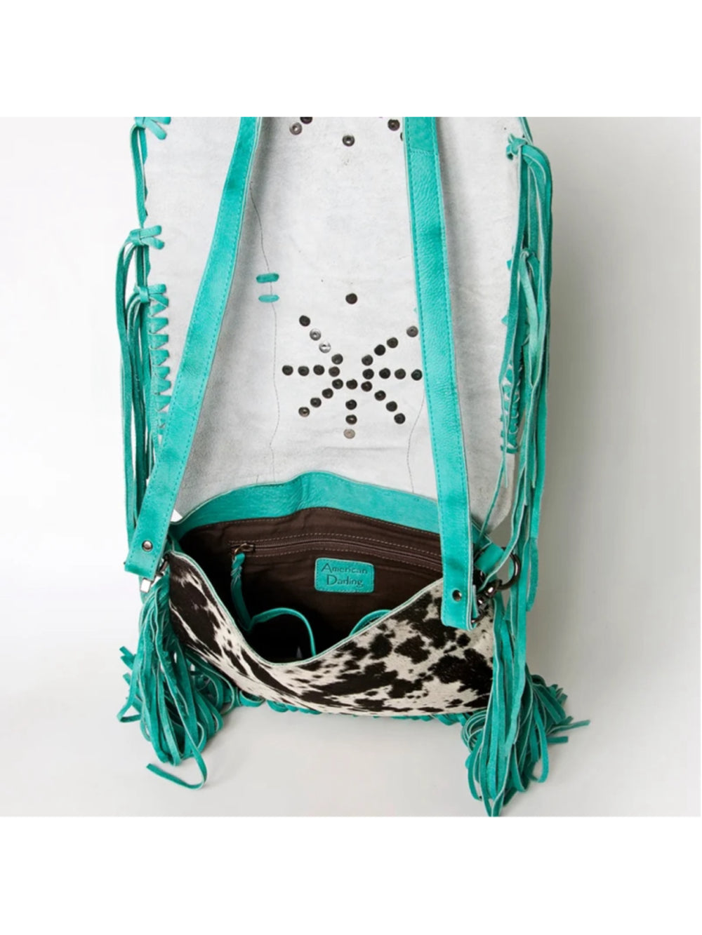 American Darling Turquoise Canyon Treasure Cowhide Fringe Crossbody
