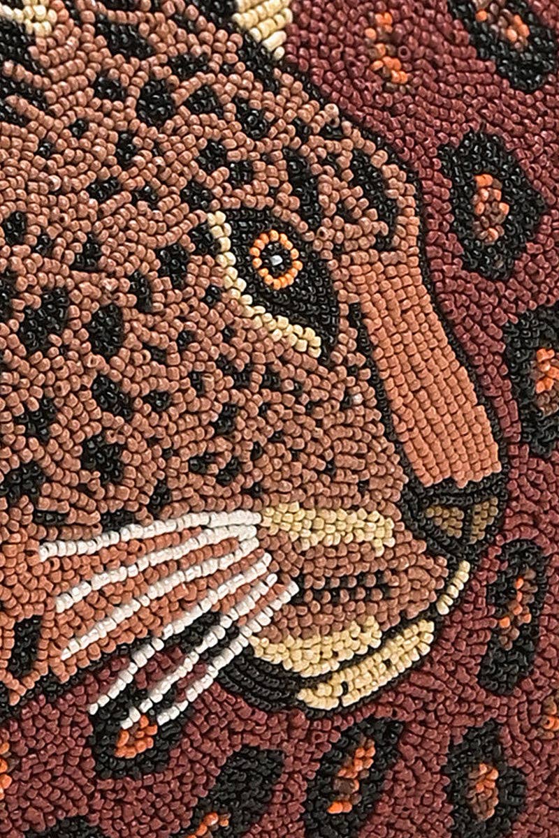 America & Beyond Forest Leopard Beaded Shoulder Bag
