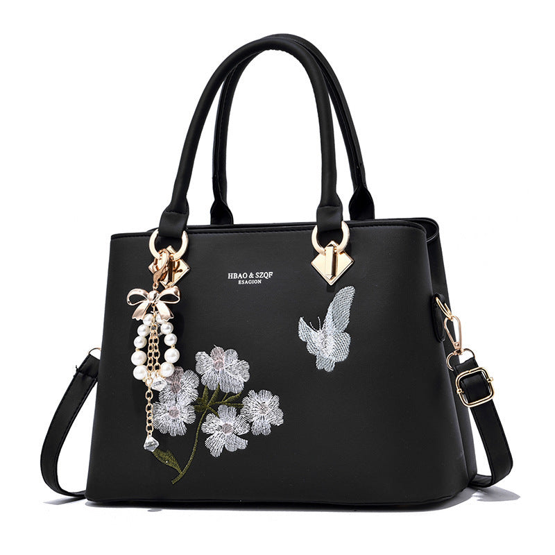 "The Flower Butterfly"  Embroidered Satchel handbag
