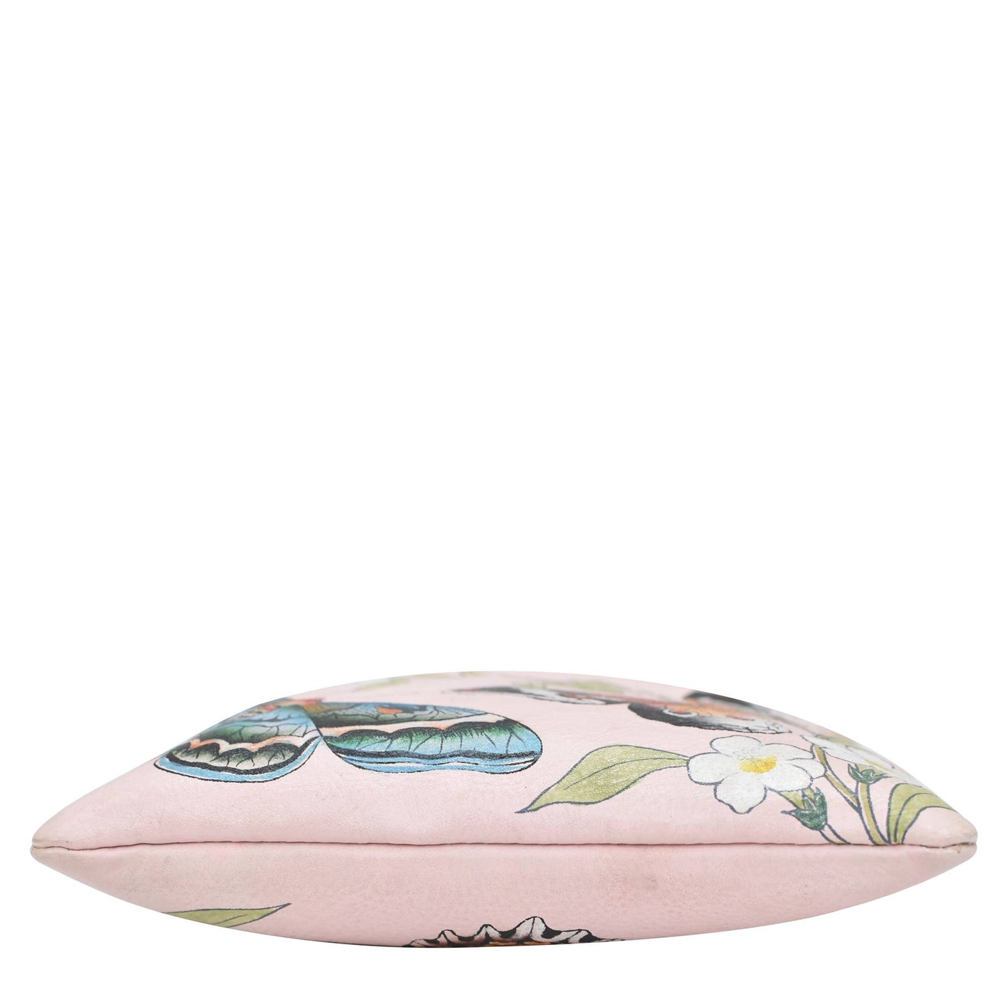 Anuschka Hand-Painted Leather Mini Double Zip Travel Crossbody - 448-dusty pink with butterfly