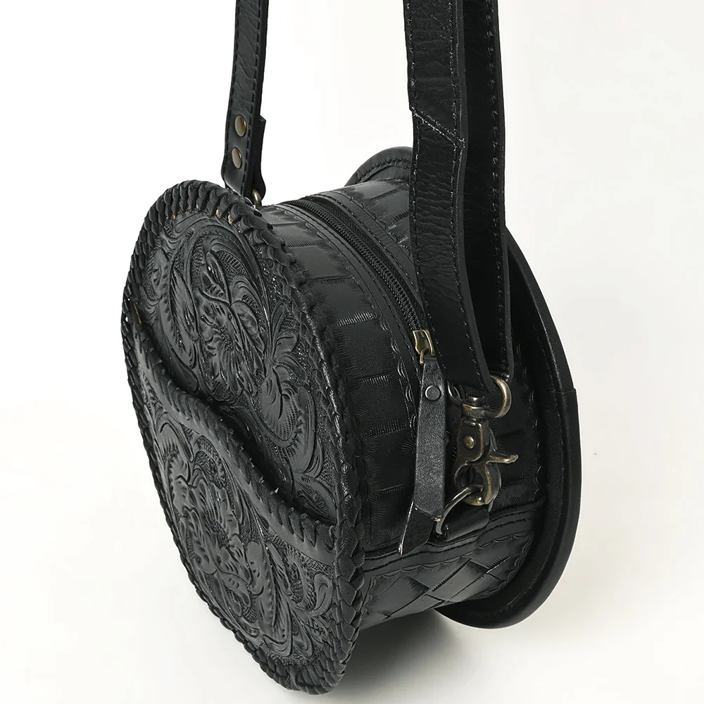American Darling Western Leather Canteen Bag with Hand-Tooled Floral Detailing | Genuine Leather Crossbody