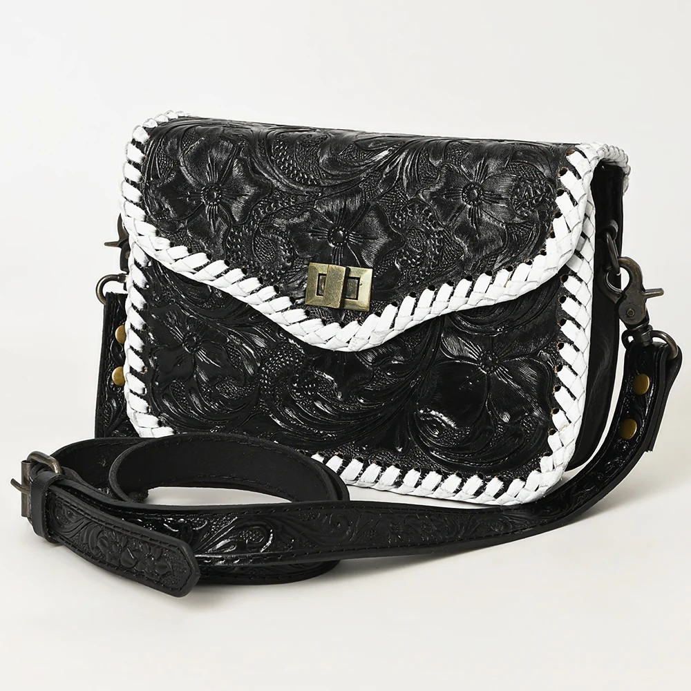 American DarlingAmerican Darling Western Genuine Leather Small Cross Body Bag with Hand-Tooled Floral Design