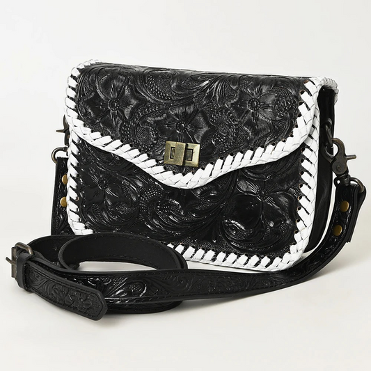 American DarlingAmerican Darling Western Genuine Leather Small Cross Body Bag with Hand-Tooled Floral Design