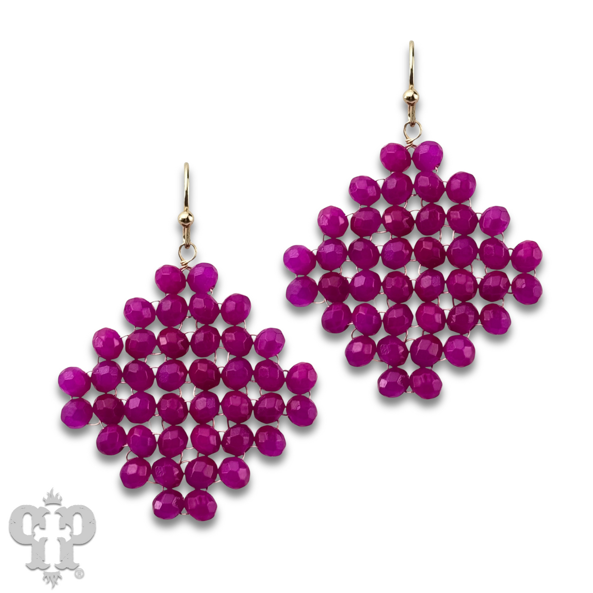 Faceted bead diamond shape earring with Austrian crystal - LC
