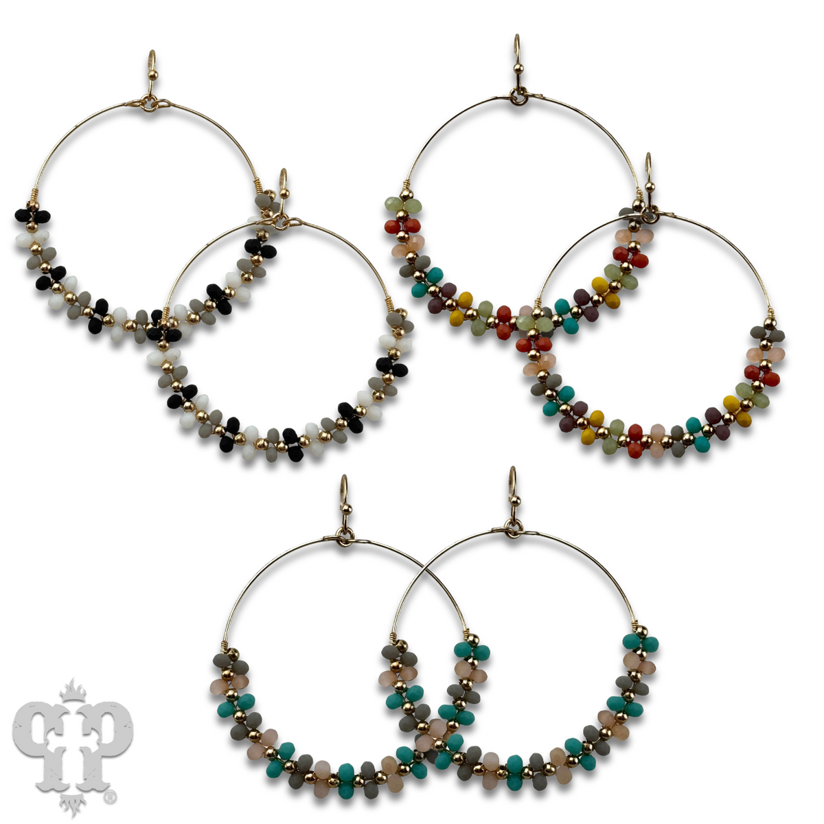 Seed bead wrapped circle earring - last call