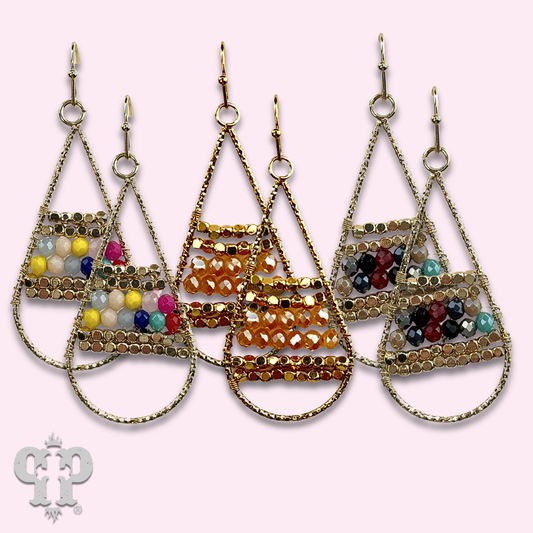Wire wrapped beads teardrop earring, last call