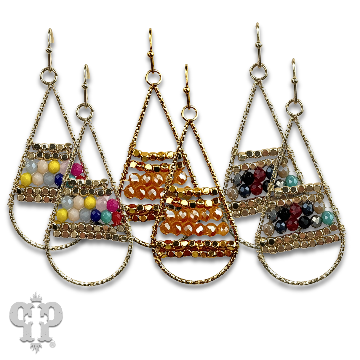 Wire wrapped beads teardrop earring, last call