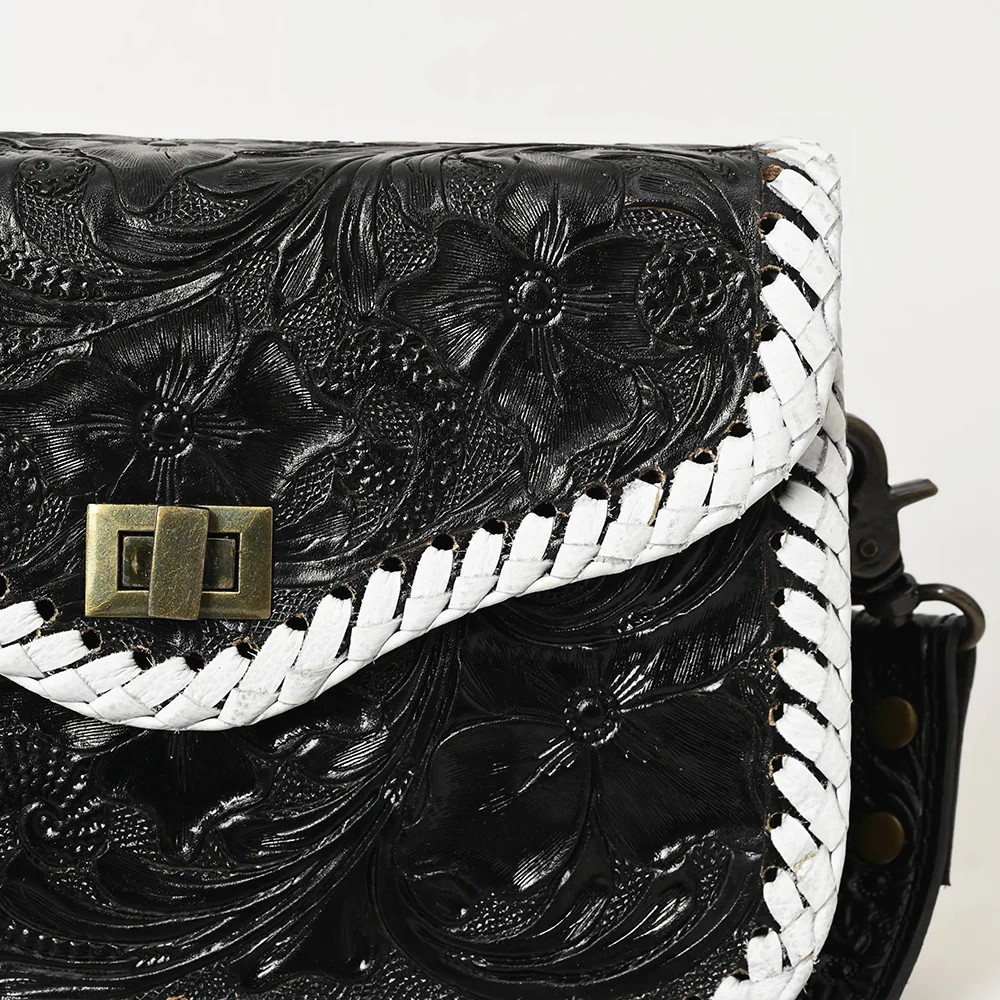 American DarlingAmerican Darling Western Genuine Leather Small Cross Body Bag with Hand-Tooled Floral Design
