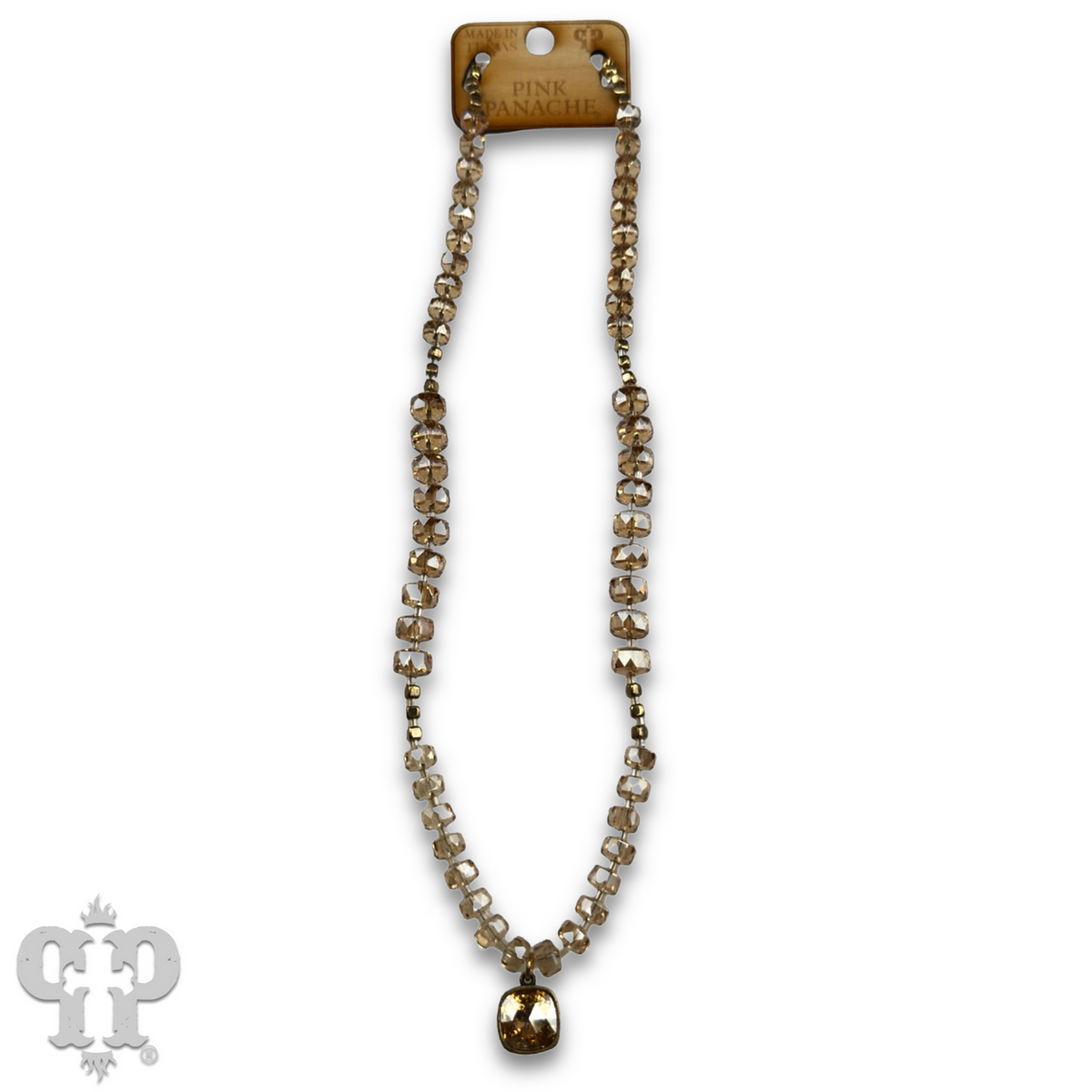 Faceted heishi bead necklace with Austrian crystal pendant