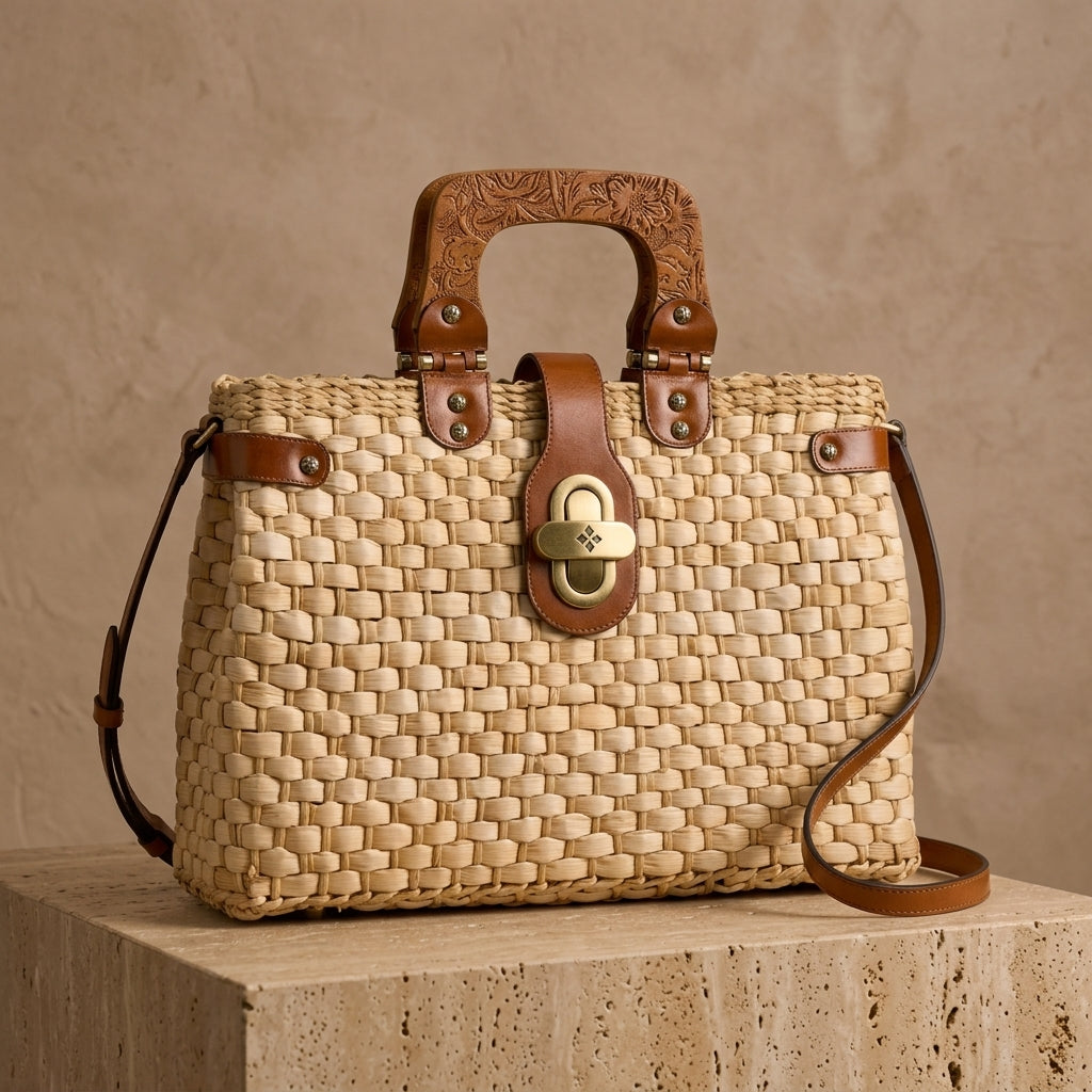 Patricia Nash Valpiana Satchel - Specialty Woven Raffia
