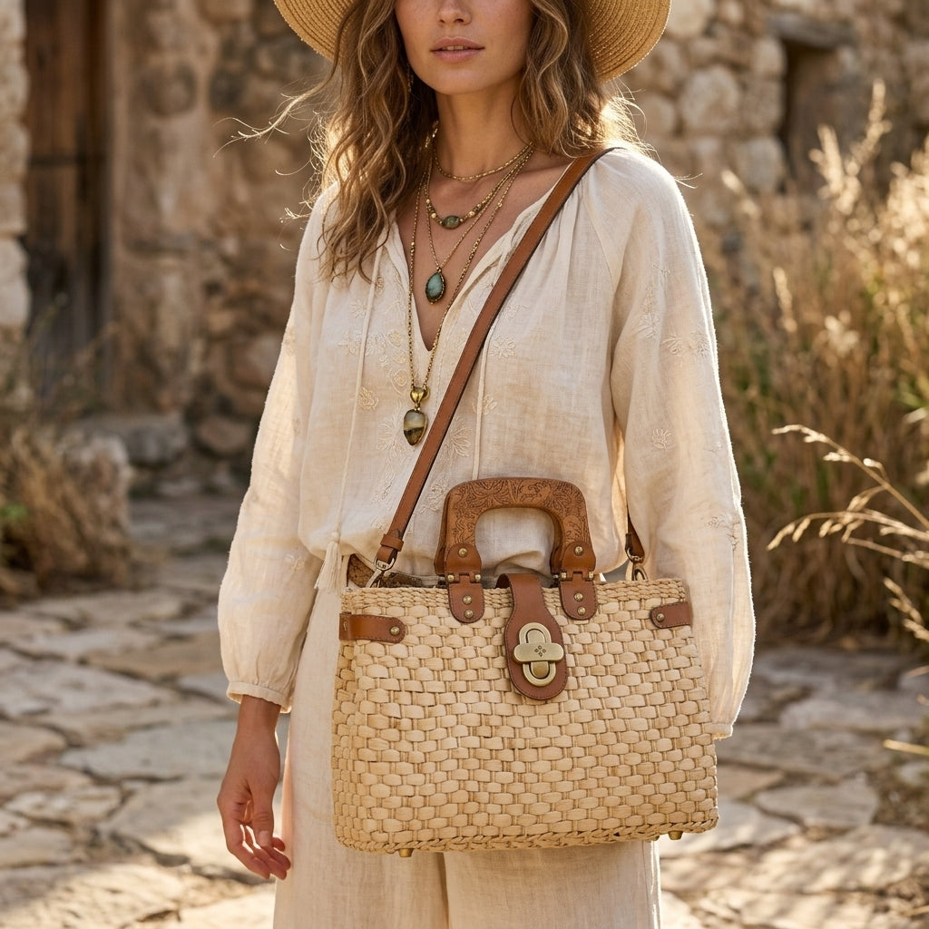 Patricia Nash Valpiana Satchel - Specialty Woven Raffia