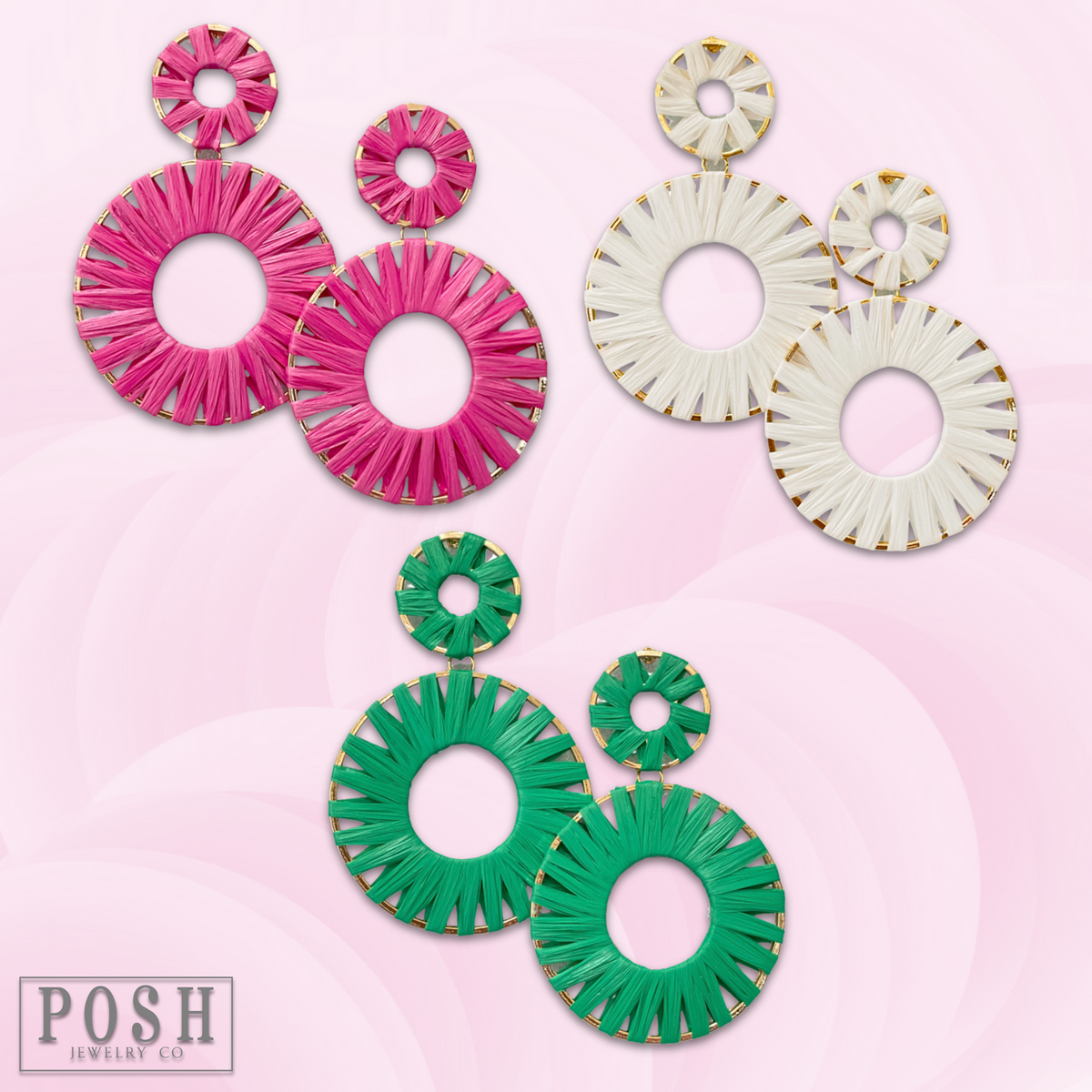 Raffia wrapped circle earring, last call