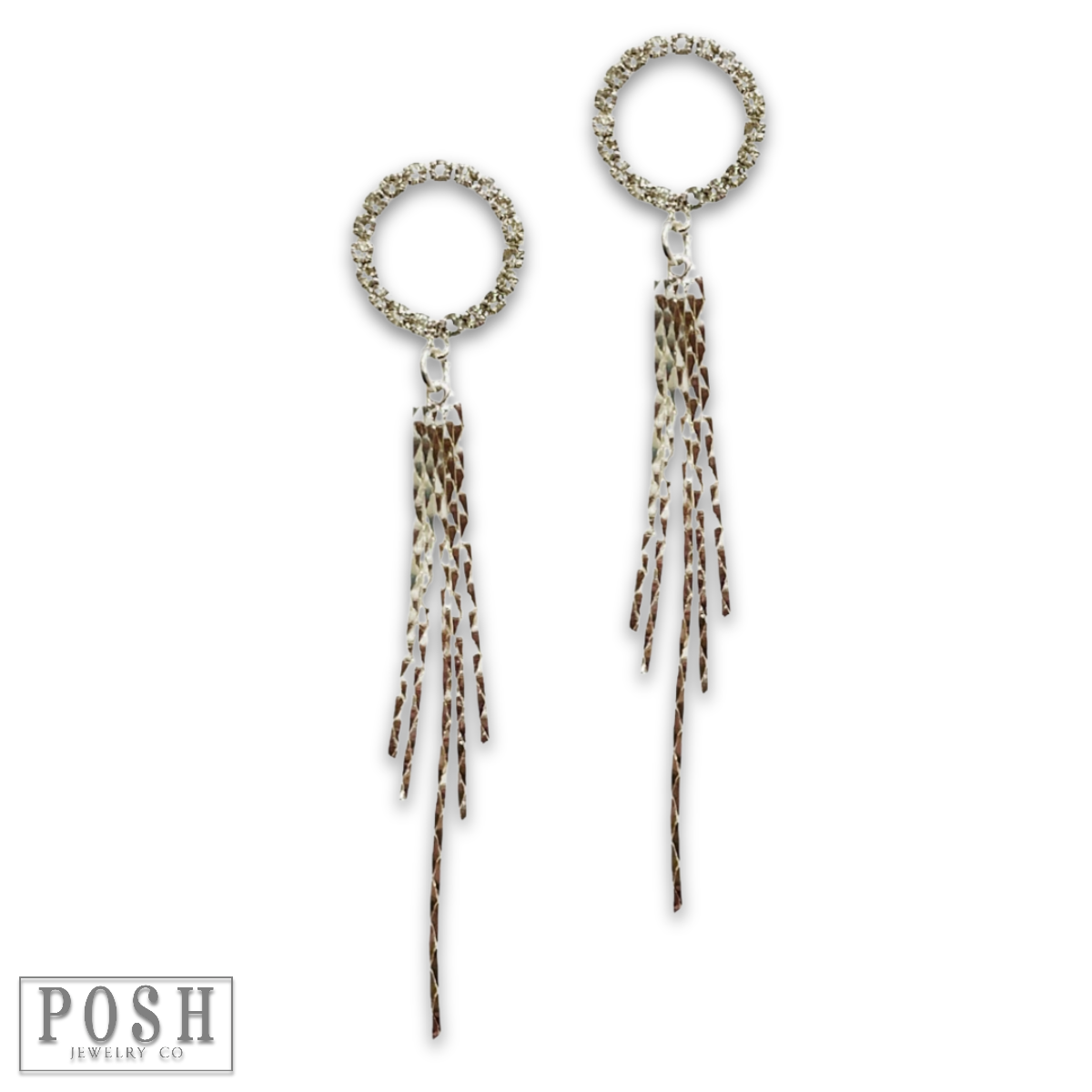 Rhinestone and fringe earring - LC