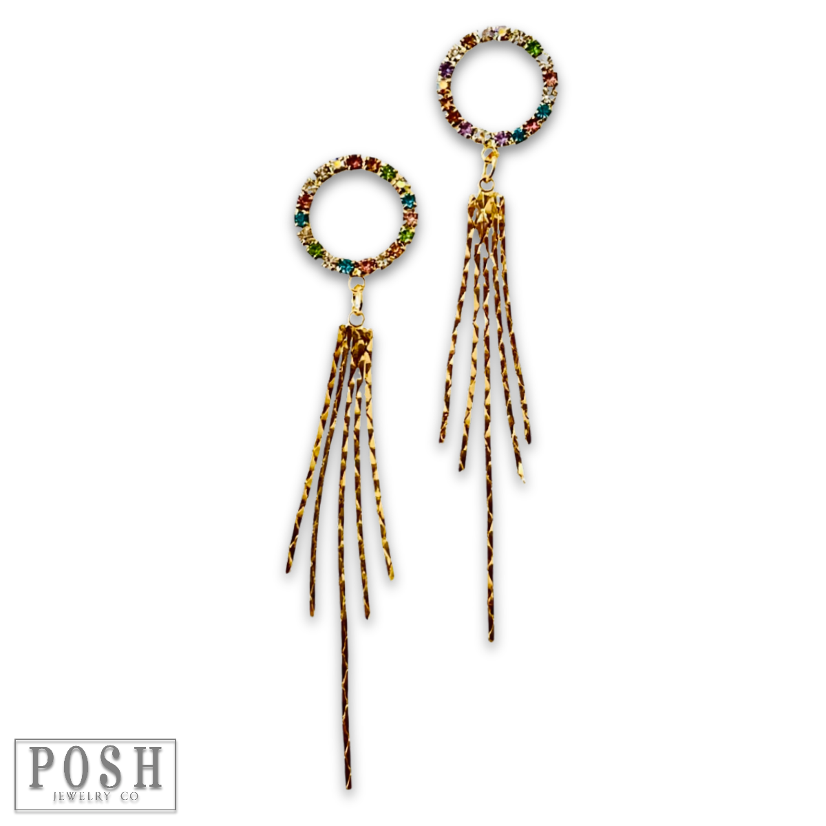 Rhinestone and fringe earring - LC