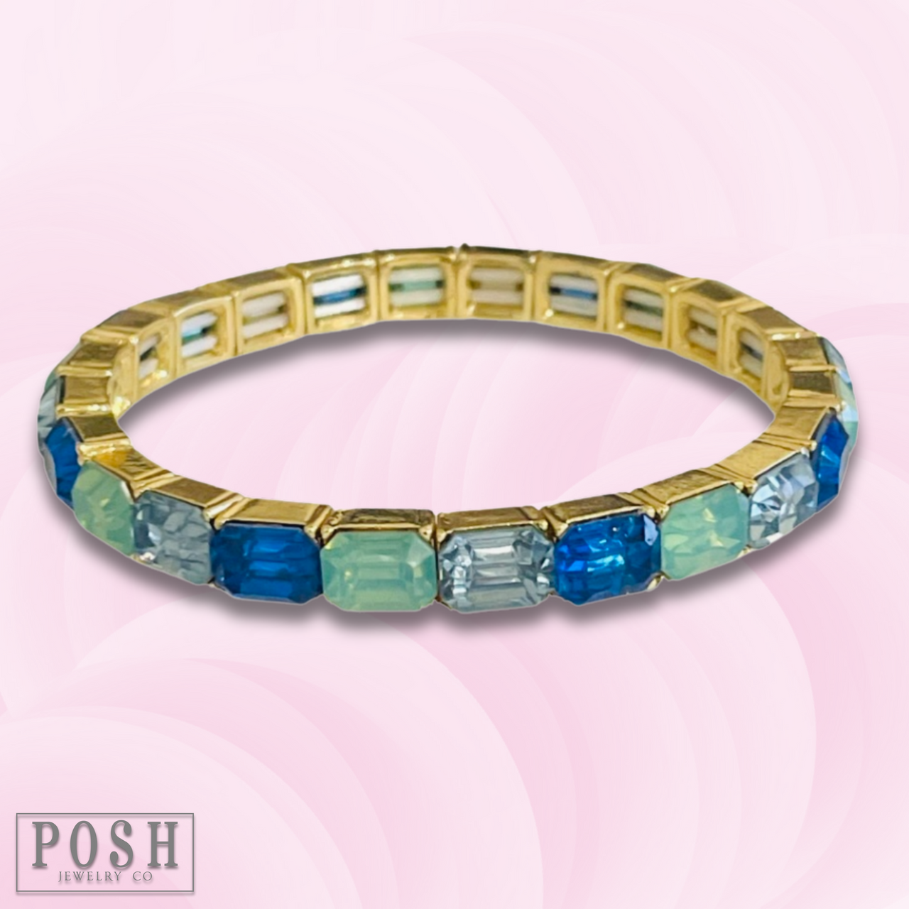 Rectangle rhinestone stretch bracelet - LC