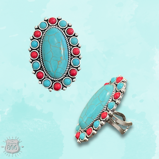 Two tone oval stone ring