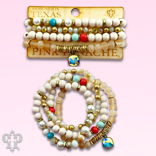 Multi-color and white bracelet set, Austrian crystal - LC