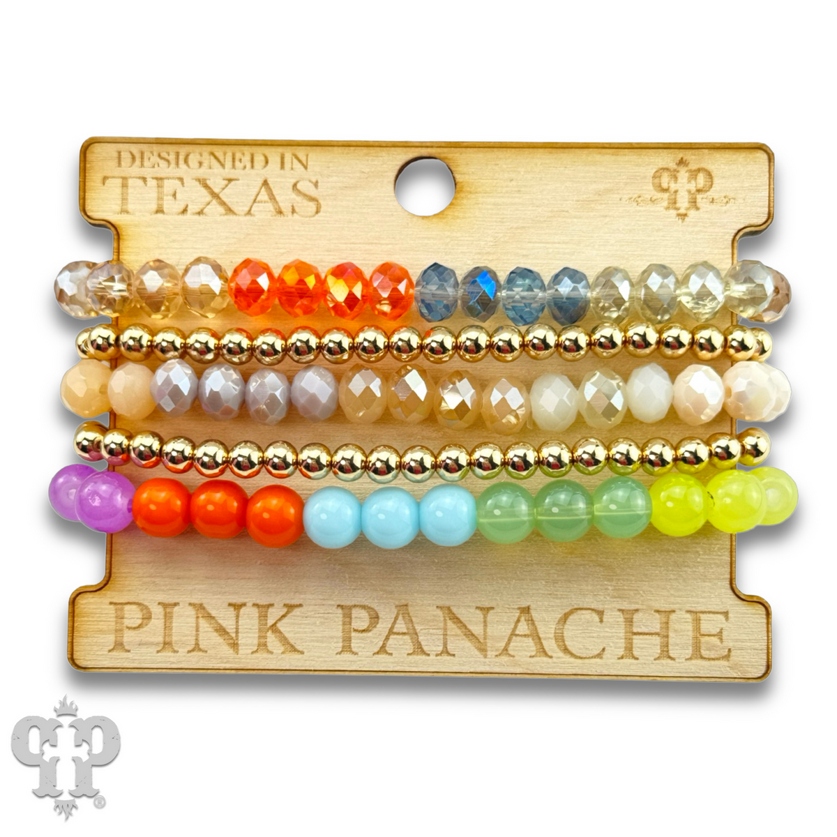 Light multi-color and gold bead bracelet set - LC