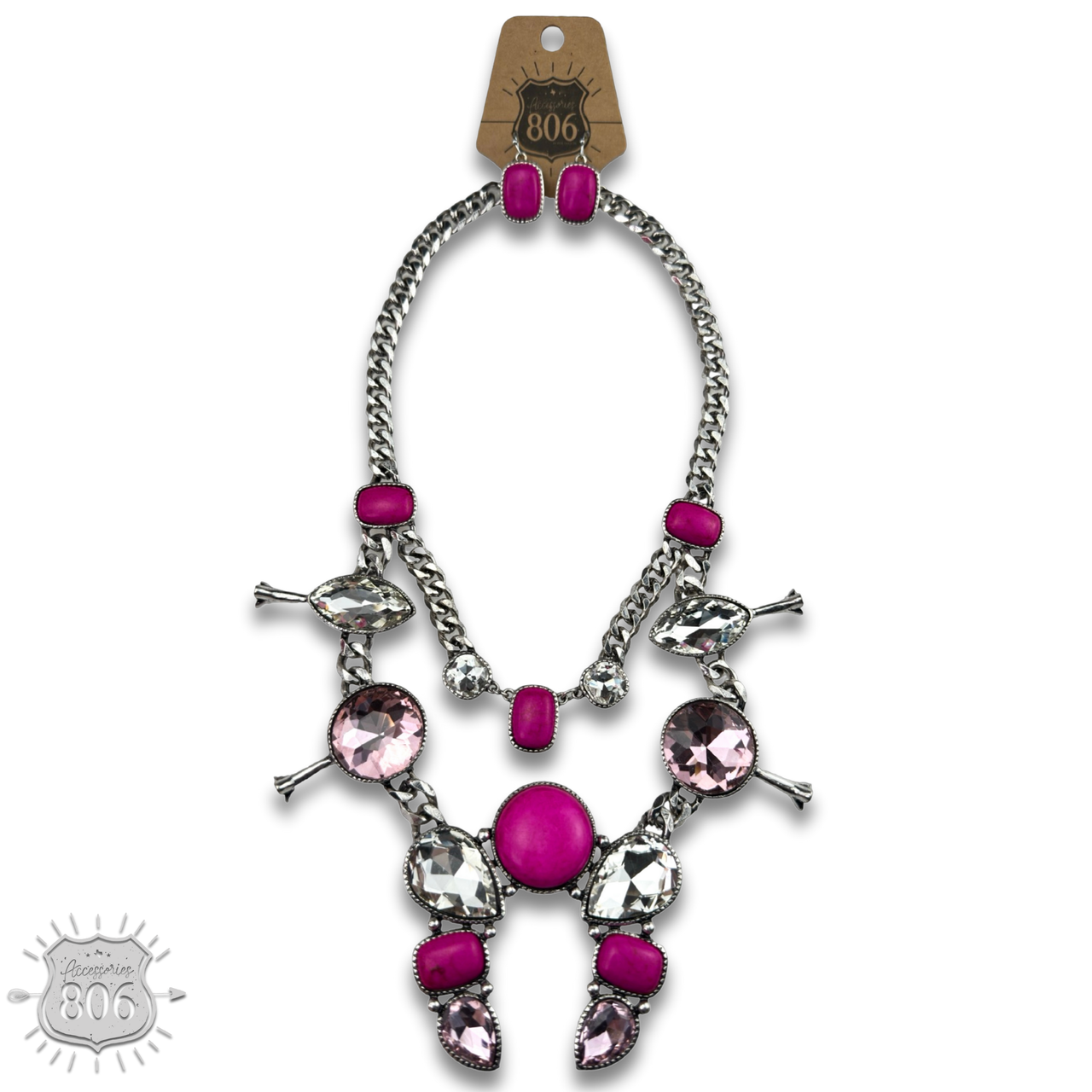 Rhinestone squash blossom necklace set - LC